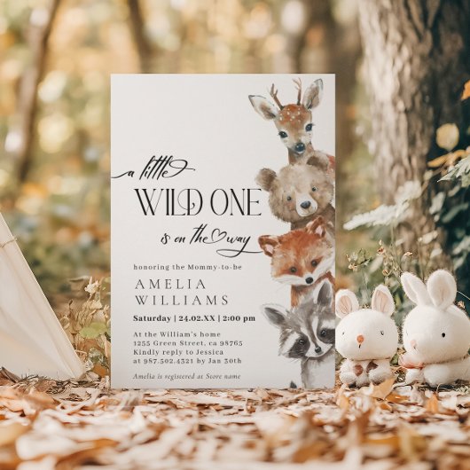 Invitation Little Wild One Woodland Baby shower moderne