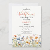 Invitation Little Wildflower Butterfly Meadow 1st Birthday (Devant)