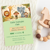 Invitation Little Zoologist Safari Animals Kids Birthday