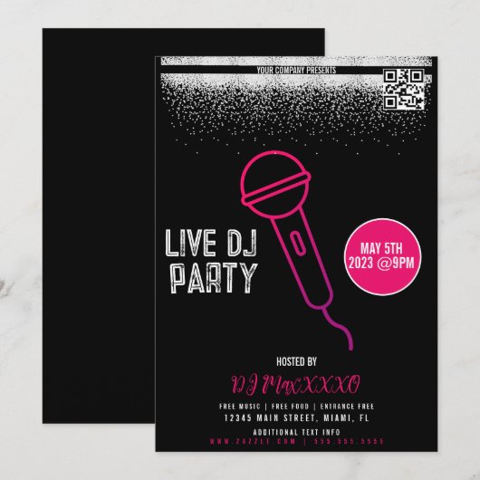 Invitation Live DJ Night Event Bar Club Flyer (Devant / Derrière)