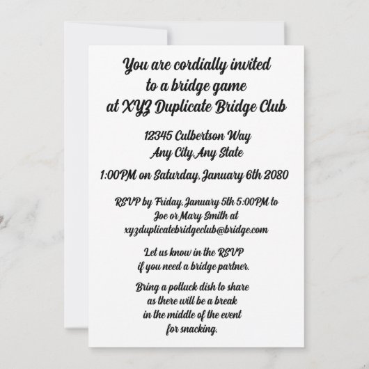 Invitation Live Long and Be Happy Play Bridge Four Card Suits (Dos)