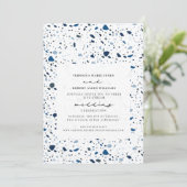 Invitation Live Stream Mariage virtuel Cobalt Terrazzo (Debout devant)