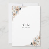 Invitation L'ivoire et la flore du Boho bleu La nuit avant (Dos)