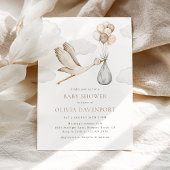 Invitation Livraison de cigognes beiges Baby shower neutre