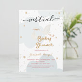 Invitation Livraison de la cigogne, Baby shower virtuel nuage (Debout devant)