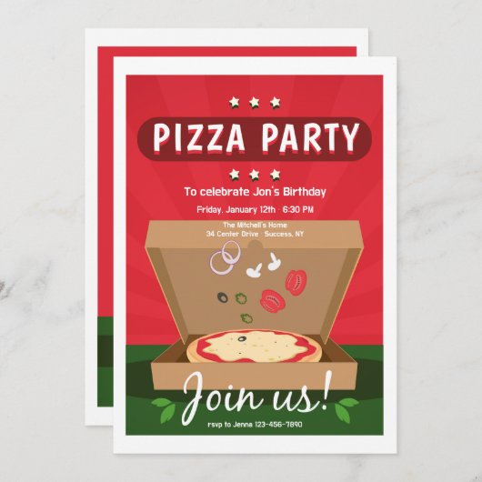 Invitation Livraison de pizza (Devant / Derrière)