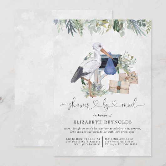 Invitation Livraison de stockage | Baby shower virtuel par co (Devant / Derrière)