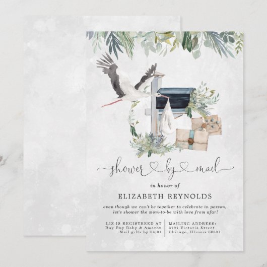 Invitation Livraison de stockage | Baby shower virtuel par co (Devant / Derrière)