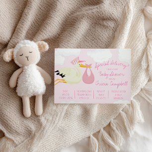 Invitation Livraison spéciale ! Baby shower de cigogne rose