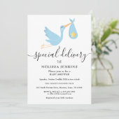Invitation Livraison spéciale Baby shower étoile Stork (Debout devant)