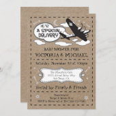 Invitation Livraison spéciale Baby shower neutre pour les fem (Devant / Derrière)