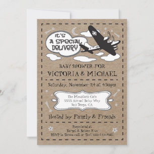 Invitation Livraison spéciale Baby shower neutre pour les fem