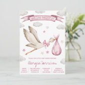 Invitation Livraison spéciale ! Bébé fille Baby shower de cig (Debout devant)