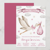 Invitation Livraison spéciale ! Bébé fille Baby shower de cig (Devant / Derrière)