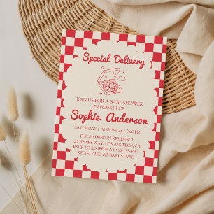 Invitation Livraison Spéciale de Pizza Rétro Baby Shower