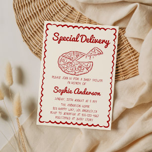 Invitation Livraison Spéciale Pizza Bébé Shower Dessiné à la 