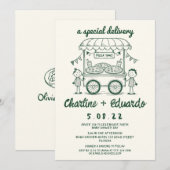 Invitation Livraison spéciale Pizza doodle baby shower fille (Devant / Derrière)