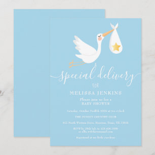 Invitation Livraison spéciale Stork Star Baby Shower Sprinkle