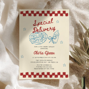 Invitation Livraison spéciale Vintage Pizza Baby Shower