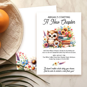 Invitation Livre Baby shower Cute Owl et livres Nouveau chapi
