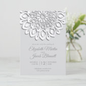Invitation Livre blanc moderne coupé Mariage mandala (Debout devant)