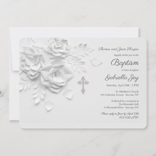 Invitation Livre blanc Roses religieux (Devant)