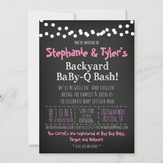 Invitation Livre Carte Fille Baby Shower BaByQ BBQ (Devant)