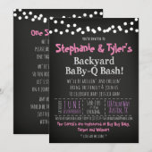 Invitation Livre Carte Fille Baby Shower BaByQ BBQ (Devant / Derrière)