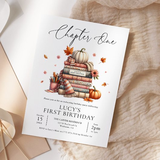 Invitation Livre d'automne Premier anniversaire Chapitre Un a
