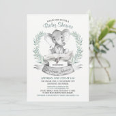 Invitation Livre de Baby shower Elephant Aquarelle (Debout devant)