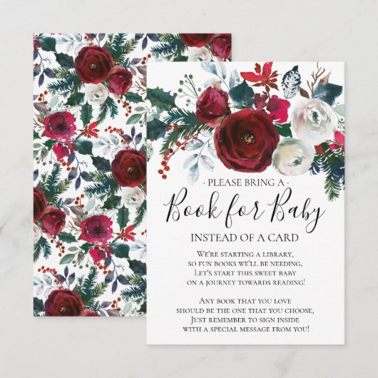Invitation Livre de Baby shower Floral de fleurs d'hiver pour (Devant / Derrière)