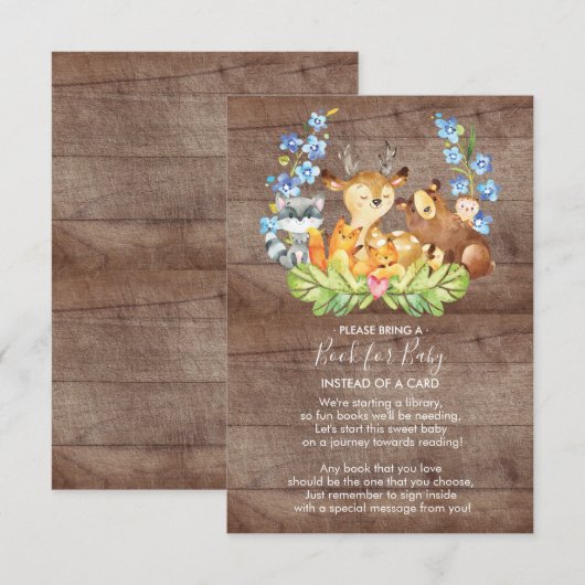 Invitation Livre de Baby shower pour animaux de bois pour la  (Devant / Derrière)