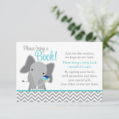 Invitation Livre de Baby shower Turquoise Cute Elephant Chevr (Debout devant)