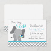 Invitation Livre de Baby shower Turquoise Cute Elephant Chevr (Devant / Derrière)