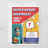 Invitation Livre de bande dessinée Superhero Photo unique gar (Devant)