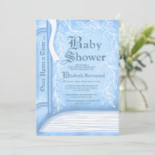 Invitation Livre de conte de fées rose garçon baby shower (Debout devant)