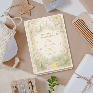 Invitation Livre de contes, fée d'abord, conte de fées pour 3