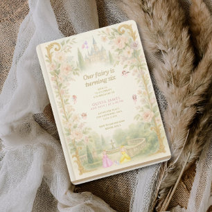 Invitation Livre de contes, fée d'abord, conte de fées pour 6