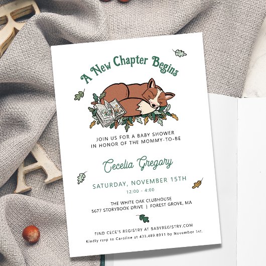 Invitation Livre de Fox de bois Baby shower à thème