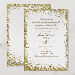 Invitation Livre de princesse blanc damassé élégant mariage