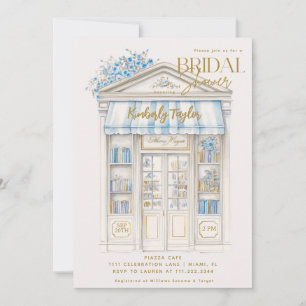 Invitation Livre d'histoire Bleu Librairie Fête des mariées d