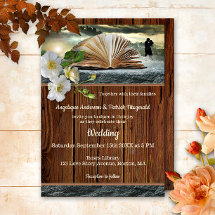 Invitation Livre d'histoire d'amour de roses Mariage ou anniv