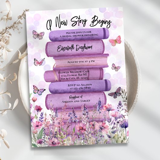 Invitation Livre d'histoire Papillons Fête des mariées Fleur