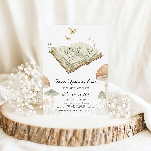 Invitation Livre d'histoire Whimsical Watecolor Livre Anniver