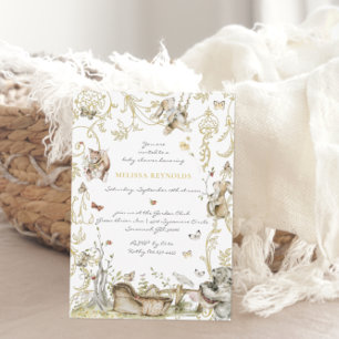 Invitation Livre d'histoires Baby Shower Forêt de Bois