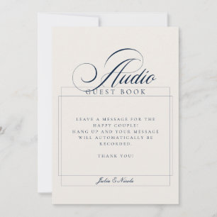 Invitation Livre d'or audio bleu ivoire classique Panneau de