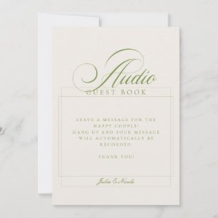Invitation Livre d'or audio en ivoire classique vert Signe de