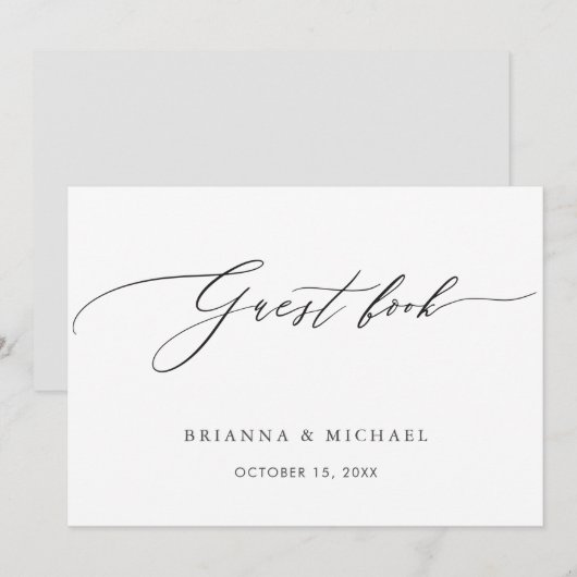 Invitation Livre d'or de calligraphie élégante simple pour an (Devant / Derrière)