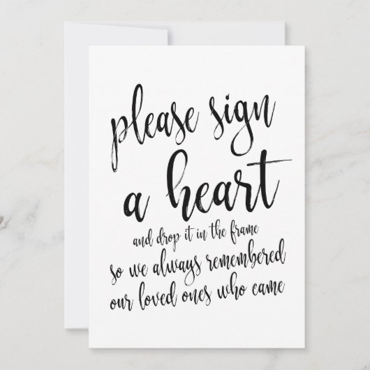Invitation Livre d'or de mariage abordable Heart Drop Sign (Devant)