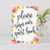 Invitation Livre d'or de mariage abordable Panneau floral boh (Debout devant)